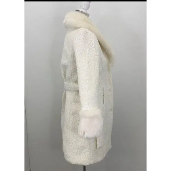 Rachel Zoe x Janie and Jack fur long formal coat jacket ivory old money classic‎